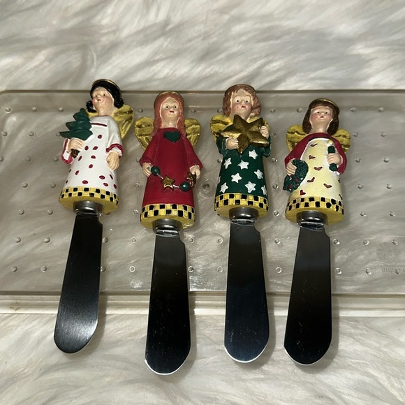 Boston Warehouse Christmas Folk Angels Cheese Butter Spreaders 1999 - Picture 2 of 8